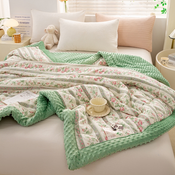 91家纺网 家纺一手货源 找家纺 锦鹭被业  2025款A类全棉纯棉豆豆被春秋空调夏凉加厚冬被子 蔷薇