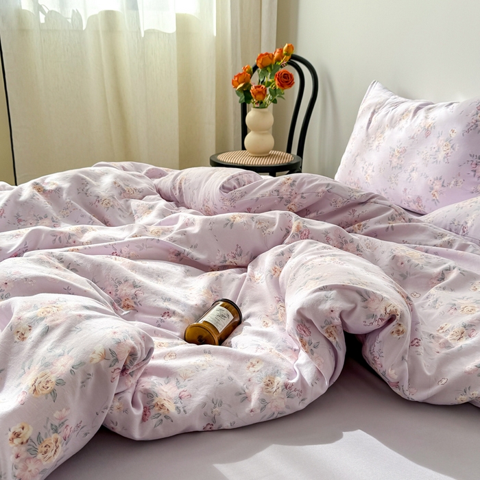 91家纺网 家纺一手货源 找家纺 2025年爆款新品有氧双层纱四件套-全系紫韵