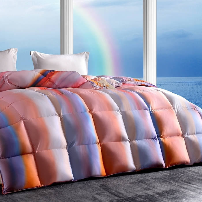 91家纺网 家纺一手货源 找家纺 织梦人羽绒工厂店 2024新款新国标50绒云柔棉柔赛丝数码印花被子 彩梦粉