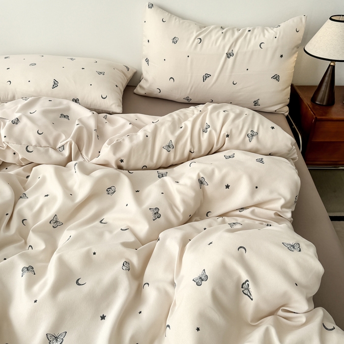 91家纺网 家纺一手货源 找家纺 2025年爆款新品有氧双层纱四件套-全系蝶舞