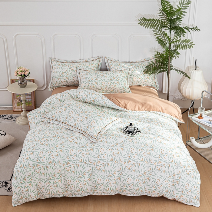 91家纺网 家纺一手货源 找家纺 雅慕家居 2025新款A类碎花水润棉磨毛四件套 春意盎然