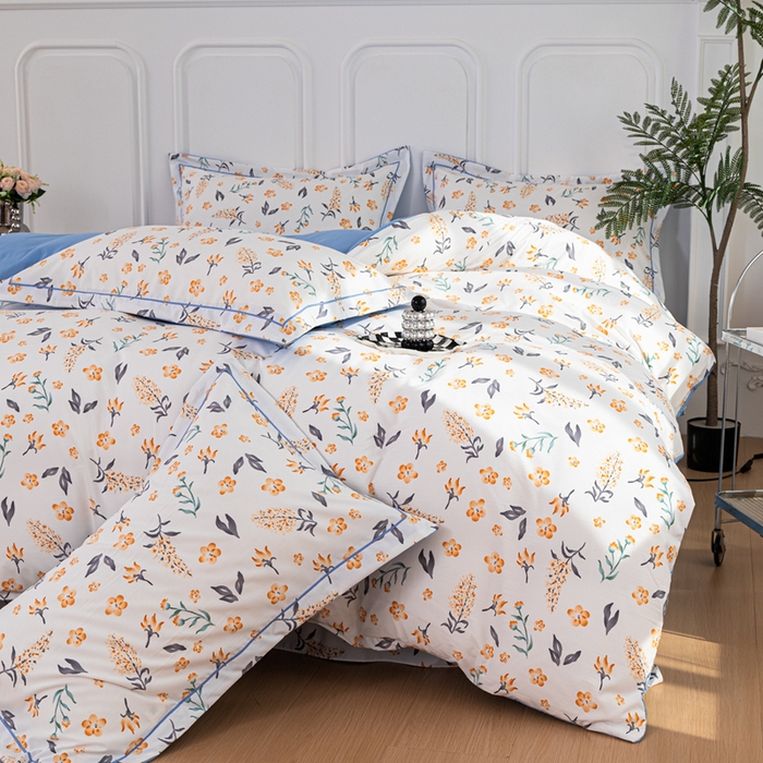 91家纺网 家纺一手货源 找家纺 雅慕家居 2025新款A类碎花水润棉磨毛四件套 金桂花开