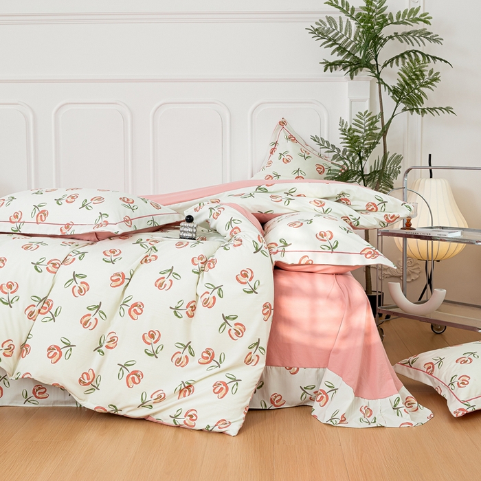 91家纺网 家纺一手货源 找家纺 雅慕家居 2025新款A类碎花水润棉磨毛四件套 悠然