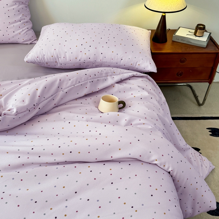 91家纺网 家纺一手货源 找家纺 2025年爆款新品有氧双层纱四件套-全系芋泥啵啵