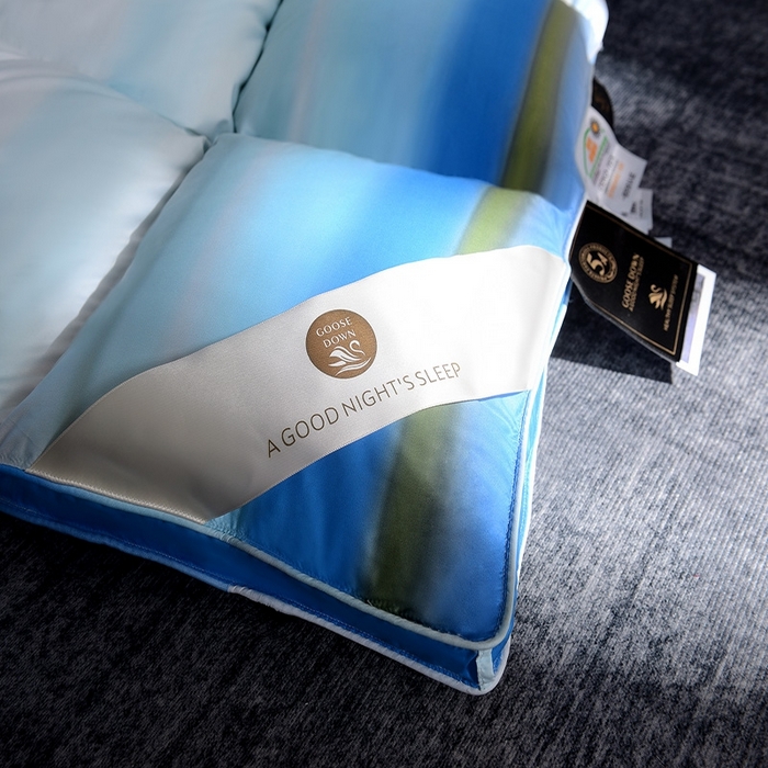 91家纺网 家纺一手货源 找家纺 织梦人羽绒工厂店 2024新款新国标50绒云柔棉柔赛丝数码印花被子 彩梦蓝