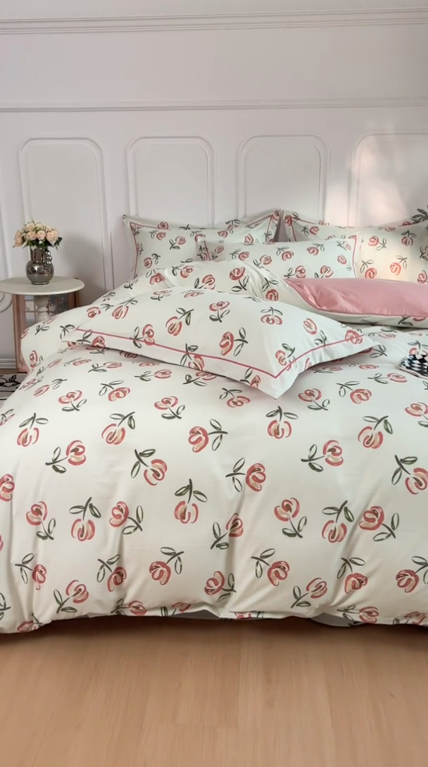 91家纺网 家纺一手货源 找家纺 雅慕家居 2025新款A类碎花水润棉磨毛四件套 悠然