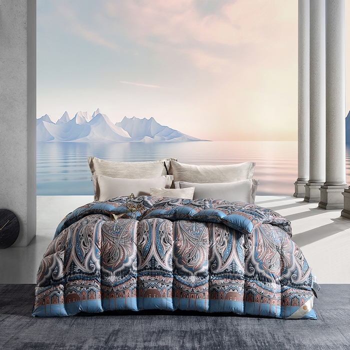 91家纺网 家纺一手货源 找家纺 织梦人羽绒工厂店 2024新款新国标50绒云柔棉柔赛丝数码印花被子 天籁棕咖色