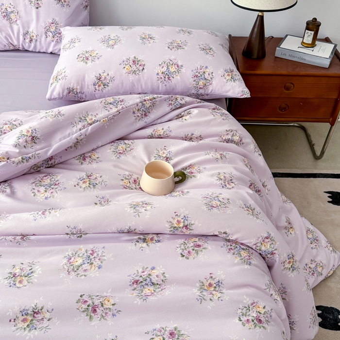 91家纺网 家纺一手货源 找家纺 2025年爆款新品有氧双层纱四件套-全系莱茵-紫