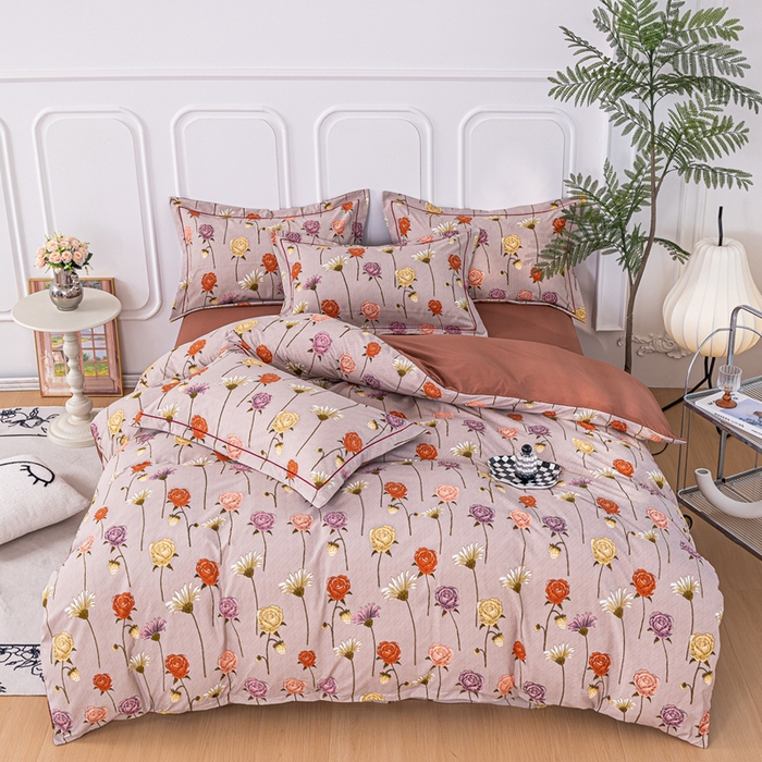 91家纺网 家纺一手货源 找家纺 雅慕家居 2025新款A类碎花水润棉磨毛四件套 朵朵玫瑰