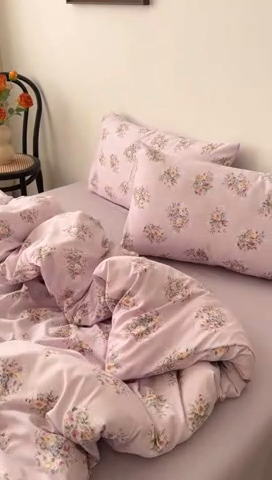 91家纺网 家纺一手货源 找家纺 2025年爆款新品有氧双层纱四件套-全系莱茵-紫