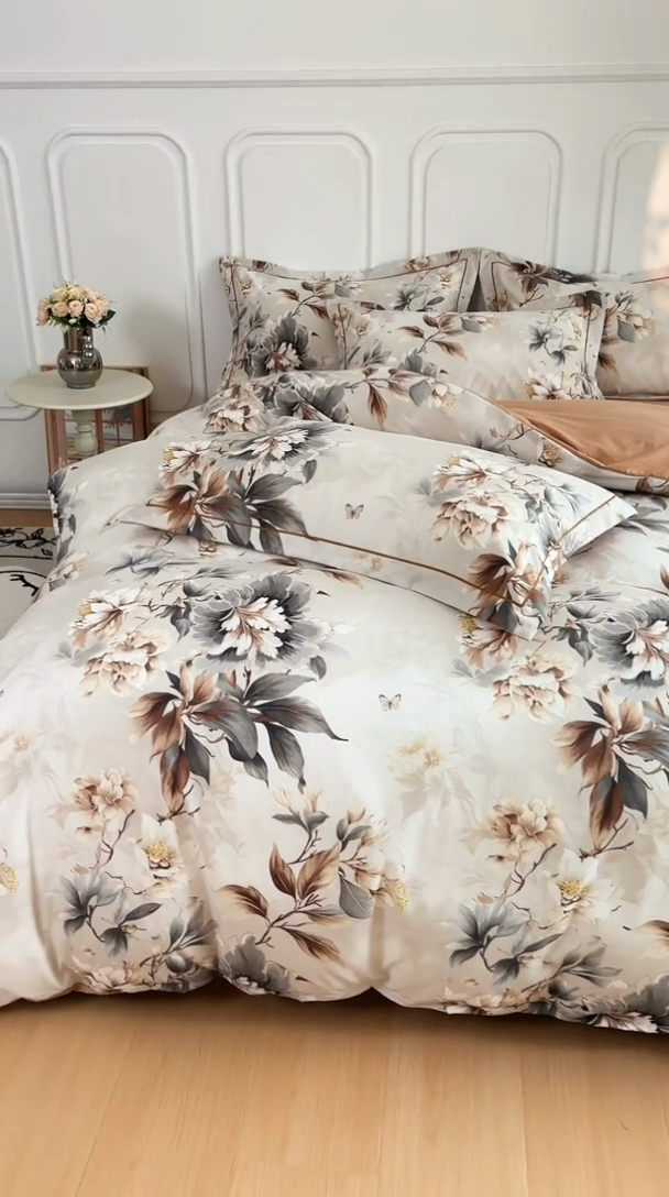 91家纺网 家纺一手货源 找家纺 雅慕家居 2025新款A类碎花水润棉磨毛四件套 繁花似锦