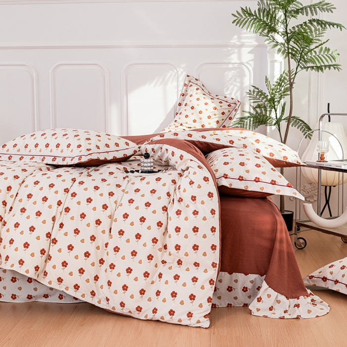 91家纺网 家纺一手货源 找家纺 雅慕家居 2025新款A类碎花水润棉磨毛四件套 花束