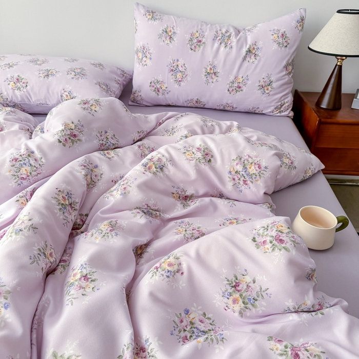 91家纺网 家纺一手货源 找家纺 2025年爆款新品有氧双层纱四件套-全系莱茵-紫