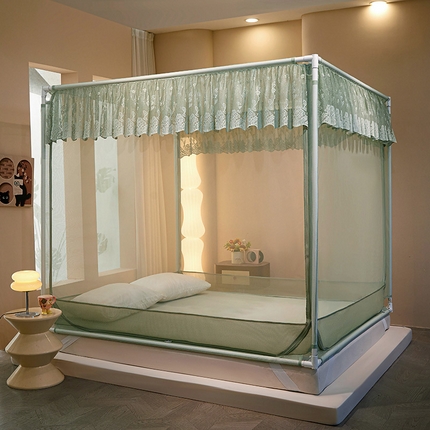 91家纺网 家纺一手货源 找家纺 艺利轩蚊帐 艺利轩蚊帐 2025新款大空间防摔外穿杆坐床蚊帐-繁花 繁花 西江绿