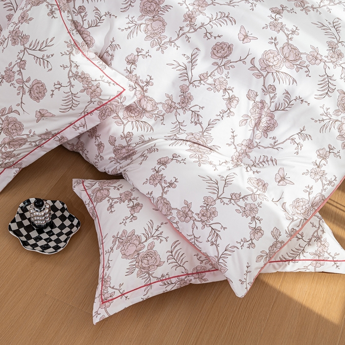 91家纺网 家纺一手货源 找家纺 雅慕家居 2025新款A类碎花水润棉磨毛四件套 国色玉香