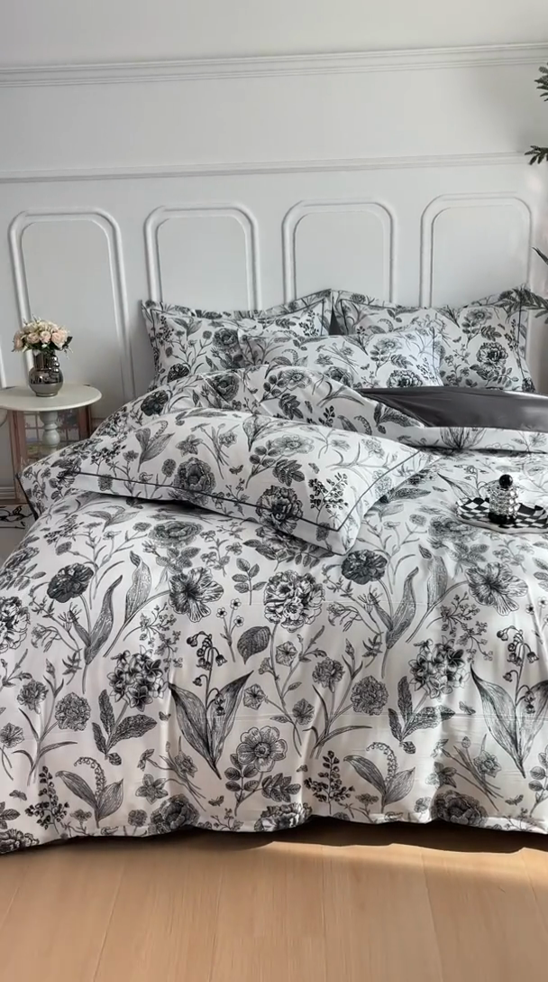 91家纺网 家纺一手货源 找家纺 雅慕家居 2025新款A类碎花水润棉磨毛四件套 赫本