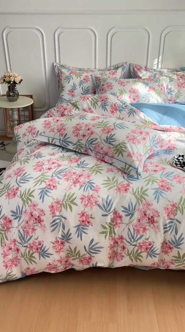 91家纺网 家纺一手货源 找家纺 雅慕家居 2025新款A类碎花水润棉磨毛四件套 百花齐放