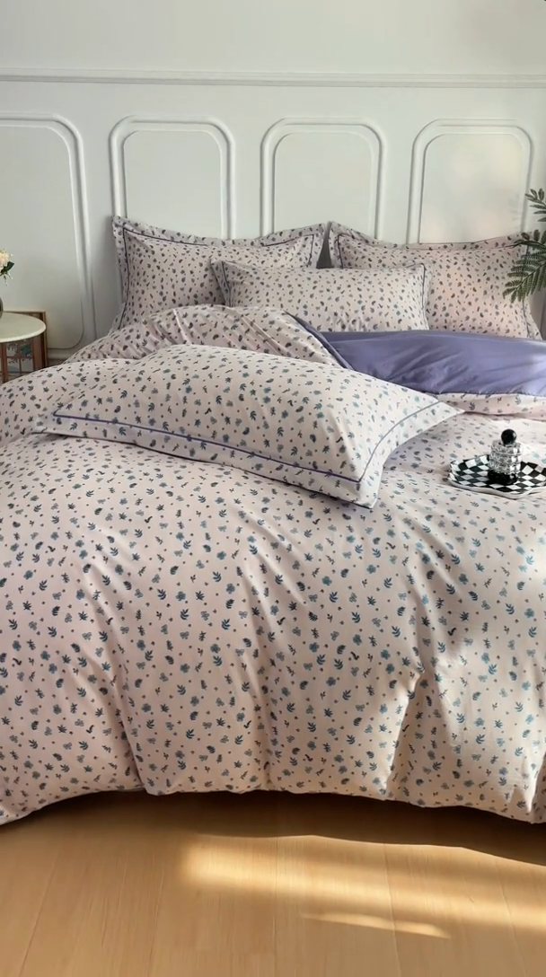 91家纺网 家纺一手货源 找家纺 雅慕家居 2025新款A类碎花水润棉磨毛四件套 田园生活