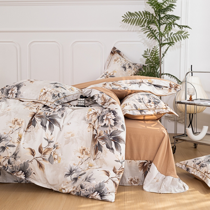 91家纺网 家纺一手货源 找家纺 雅慕家居 2025新款A类碎花水润棉磨毛四件套 繁花似锦