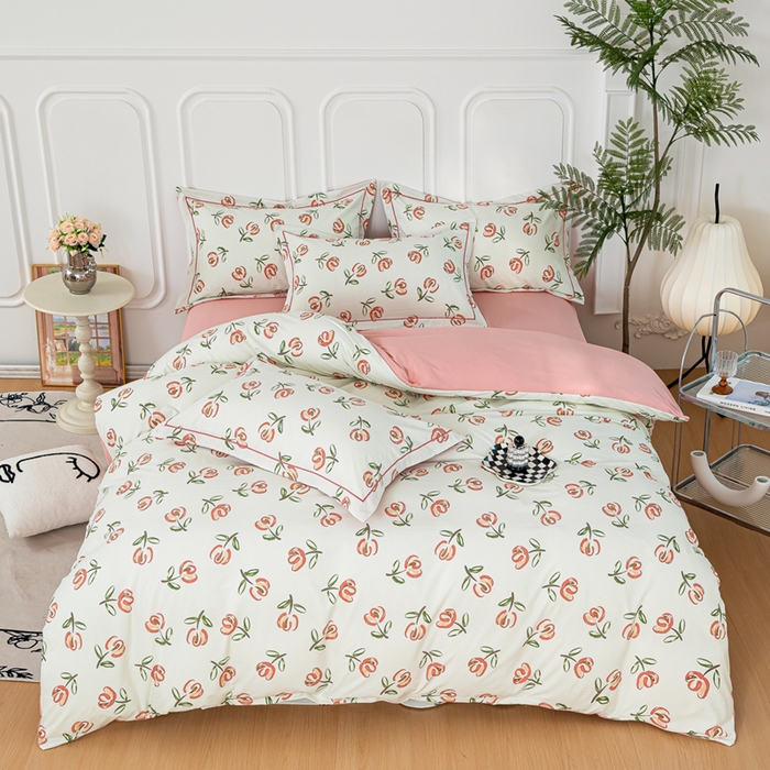 91家纺网 家纺一手货源 找家纺 雅慕家居 2025新款A类碎花水润棉磨毛四件套 悠然