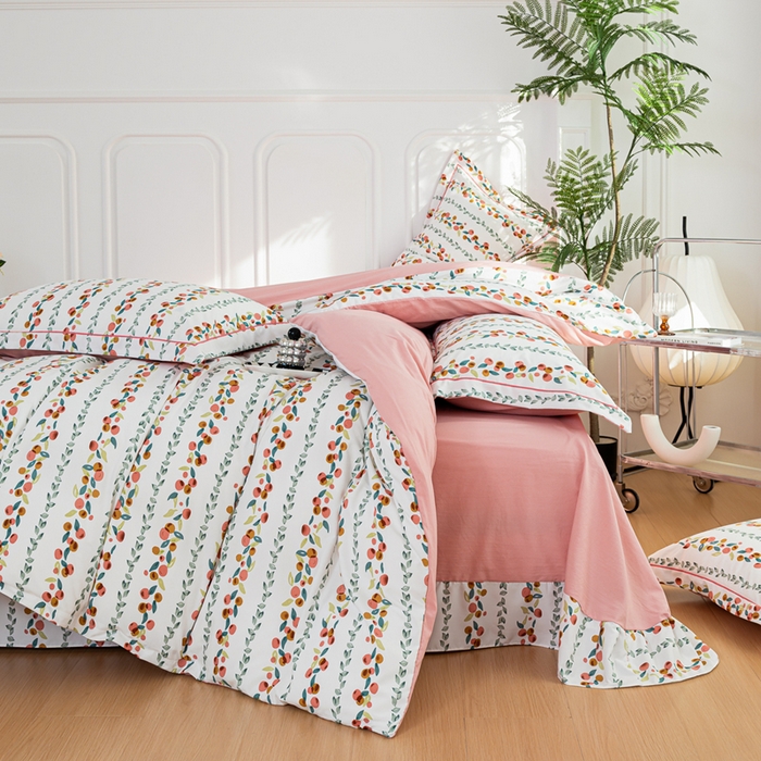 91家纺网 家纺一手货源 找家纺 雅慕家居 2025新款A类碎花水润棉磨毛四件套 果果乐园