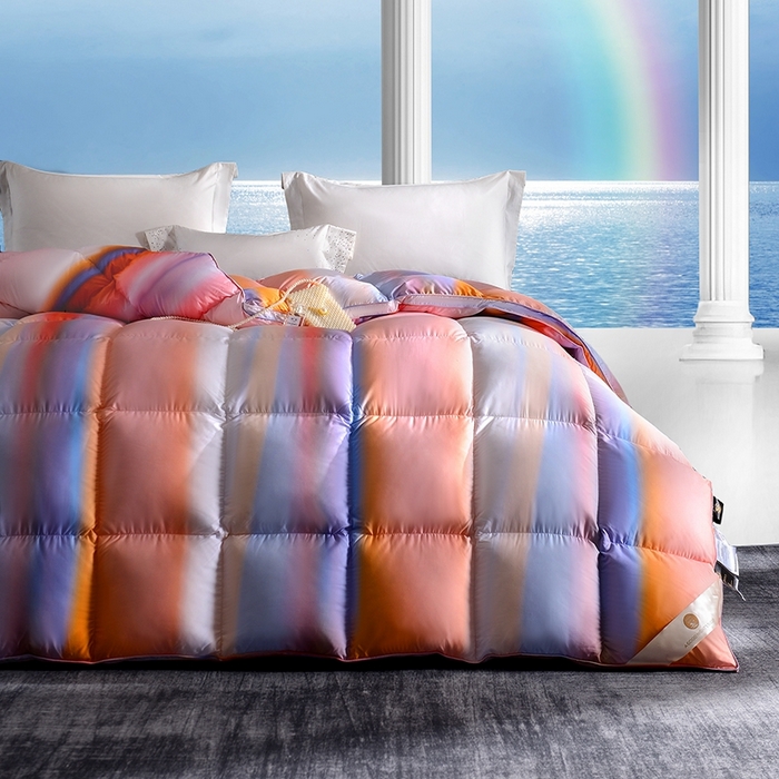 91家纺网 家纺一手货源 找家纺 织梦人羽绒工厂店 2024新款新国标50绒云柔棉柔赛丝数码印花被子 彩梦粉