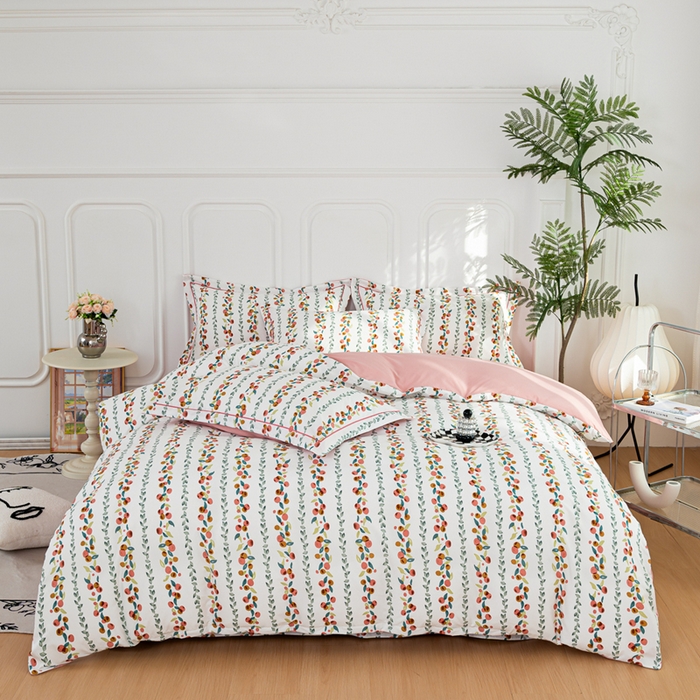 91家纺网 家纺一手货源 找家纺 雅慕家居 2025新款A类碎花水润棉磨毛四件套 果果乐园