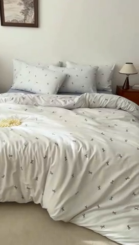 91家纺网 家纺一手货源 找家纺 2025年爆款新品有氧双层纱四件套-全系蝴蝶可颂-兰