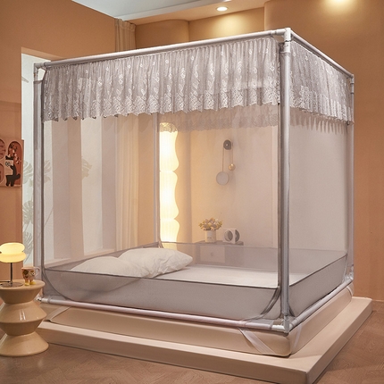 91家纺网 家纺一手货源 找家纺 艺利轩蚊帐 艺利轩蚊帐 2025新款大空间防摔外穿杆坐床蚊帐-繁花 繁花 月影灰