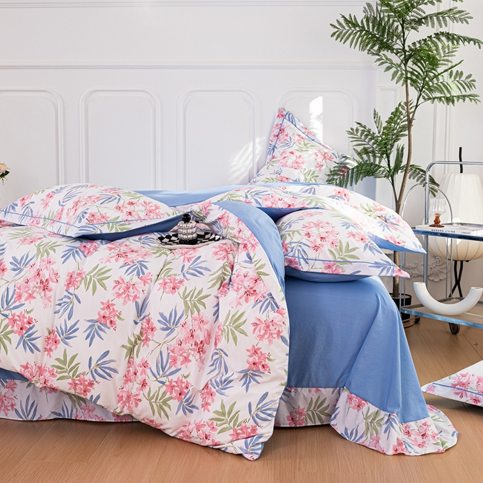 91家纺网 家纺一手货源 找家纺 雅慕家居 2025新款A类碎花水润棉磨毛四件套 百花齐放