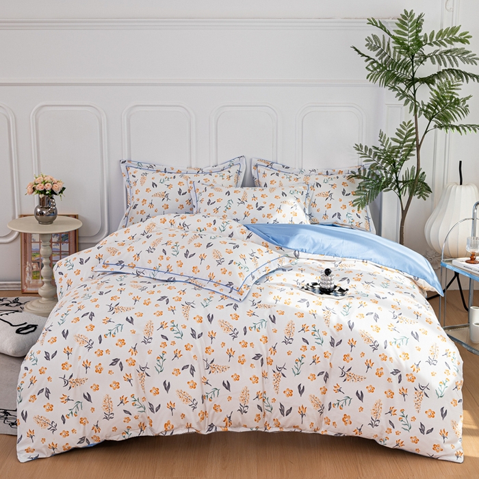 91家纺网 家纺一手货源 找家纺 雅慕家居 2025新款A类碎花水润棉磨毛四件套 金桂花开