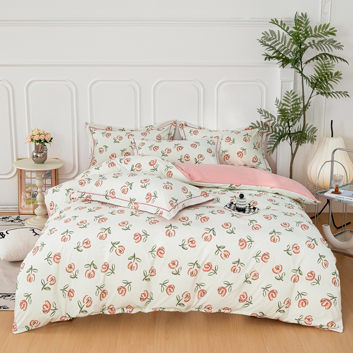 91家纺网 家纺一手货源 找家纺 雅慕家居 2025新款A类碎花水润棉磨毛四件套 悠然