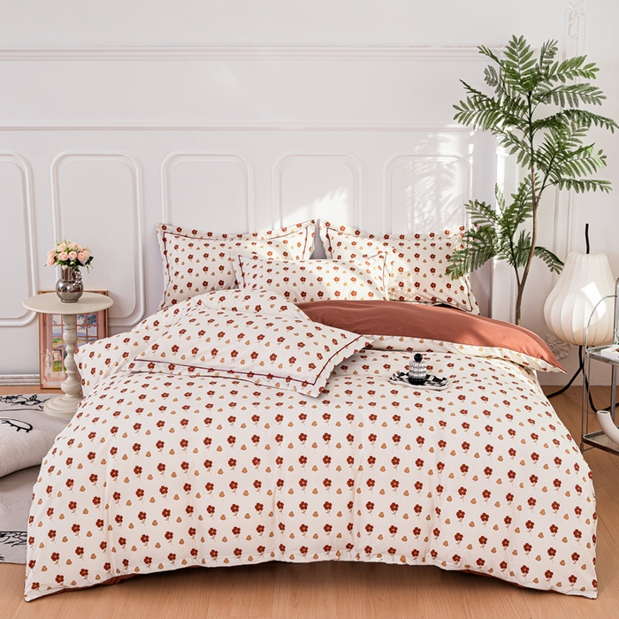 91家纺网 家纺一手货源 找家纺 雅慕家居 2025新款A类碎花水润棉磨毛四件套 花束