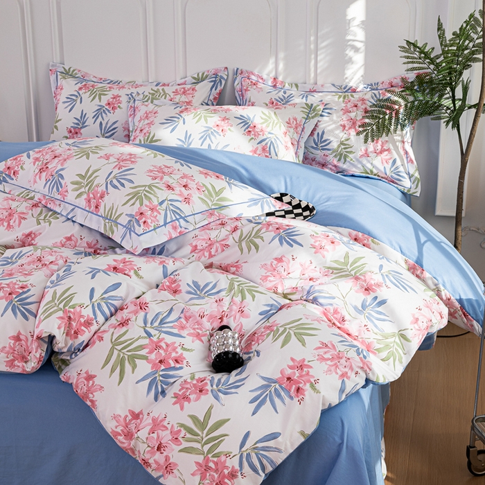 91家纺网 家纺一手货源 找家纺 雅慕家居 2025新款A类碎花水润棉磨毛四件套 百花齐放