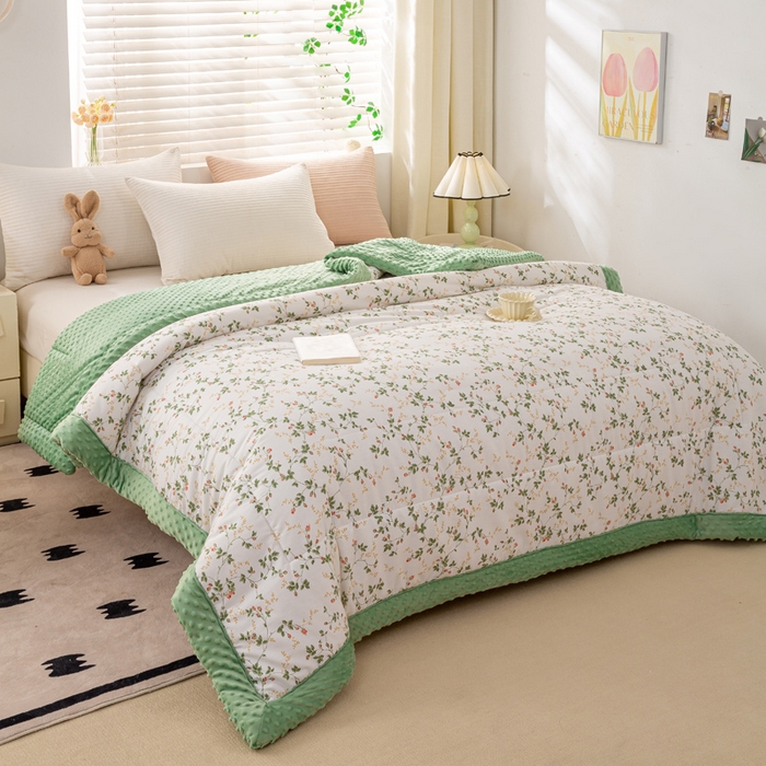 91家纺网 家纺一手货源 找家纺 锦鹭被业  2025款A类全棉纯棉豆豆被春秋空调夏凉加厚冬被子 连理枝