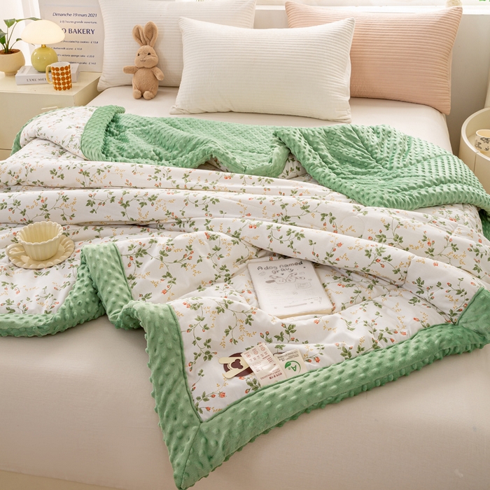 91家纺网 家纺一手货源 找家纺 锦鹭被业  2025款A类全棉纯棉豆豆被春秋空调夏凉加厚冬被子 连理枝