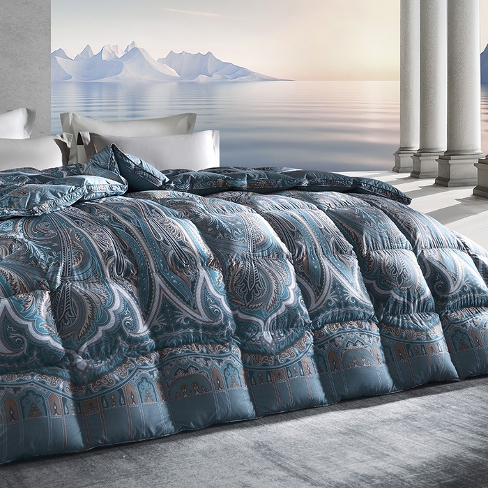 91家纺网 家纺一手货源 找家纺 织梦人羽绒工厂店 2024新款新国标50绒云柔棉柔赛丝数码印花被子 天籁蓝