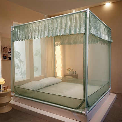 艺利轩蚊帐 2025新款大空间防摔外穿杆坐床蚊帐-繁花 繁花 西江绿