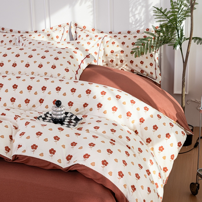 91家纺网 家纺一手货源 找家纺 雅慕家居 2025新款A类碎花水润棉磨毛四件套 花束