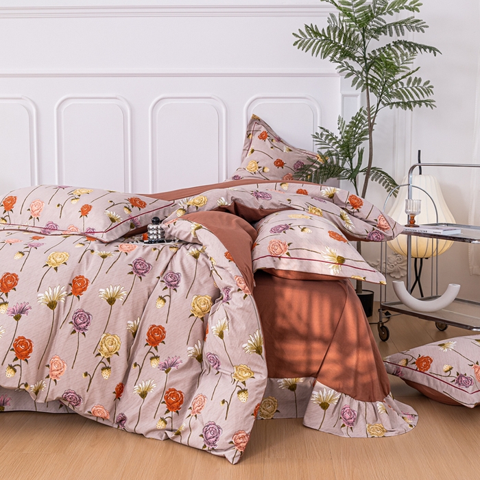 91家纺网 家纺一手货源 找家纺 雅慕家居 2025新款A类碎花水润棉磨毛四件套 朵朵玫瑰