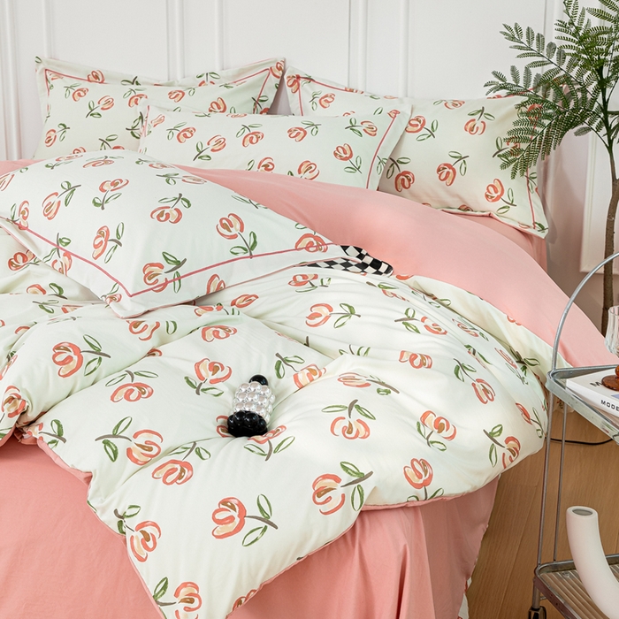 91家纺网 家纺一手货源 找家纺 雅慕家居 2025新款A类碎花水润棉磨毛四件套 悠然