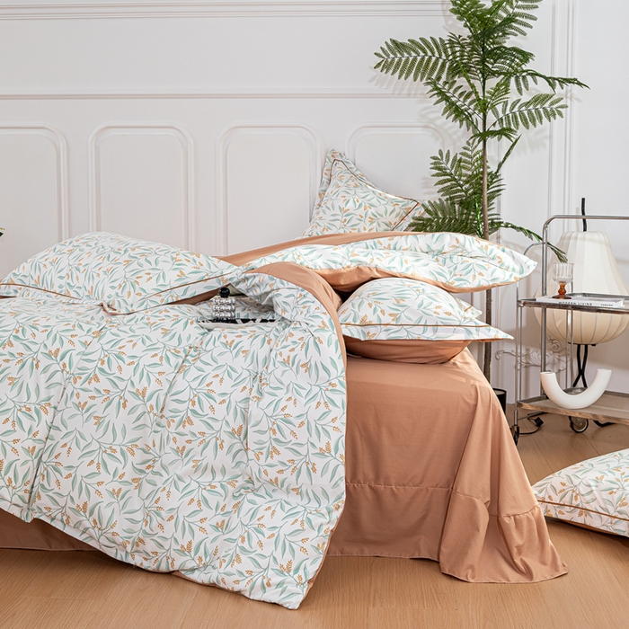 91家纺网 家纺一手货源 找家纺 雅慕家居 2025新款A类碎花水润棉磨毛四件套 春意盎然