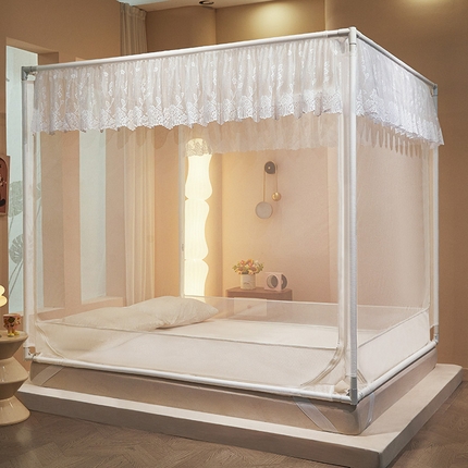 91家纺网 家纺一手货源 找家纺 艺利轩蚊帐 艺利轩蚊帐 2025新款大空间防摔外穿杆坐床蚊帐-繁花 繁花 珠光白