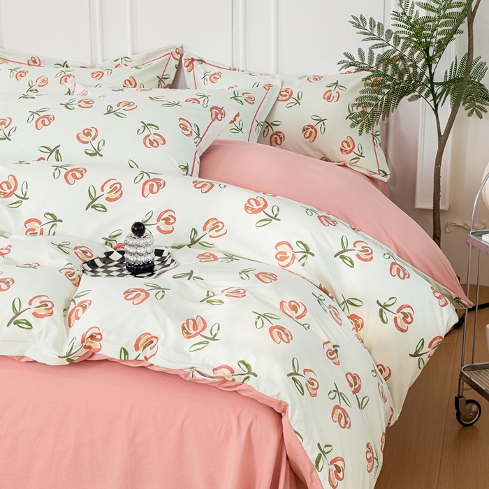 91家纺网 家纺一手货源 找家纺 雅慕家居 2025新款A类碎花水润棉磨毛四件套 悠然