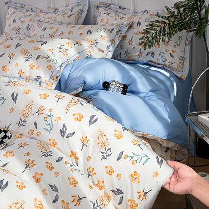 雅慕家居 2025新款A类碎花水润棉磨毛四件套 金桂花开