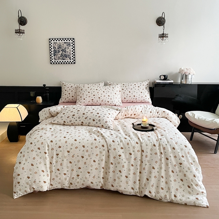 91家纺网 家纺一手货源 找家纺 仟网汇 2025新款有氧针织棉双层纱系列四件套--床拍图 汪汪队