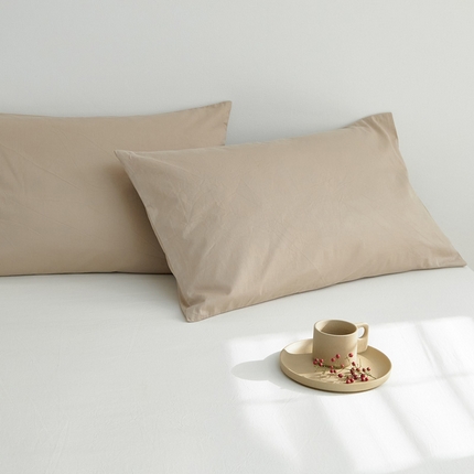 春夏新款40支纯色彩虹糖系列单品枕套 彩虹-米茶