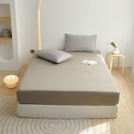 91家纺网 家纺一手货源 找家纺 2025春夏新款40支纯色彩虹糖系列单品床笠 彩虹-中灰