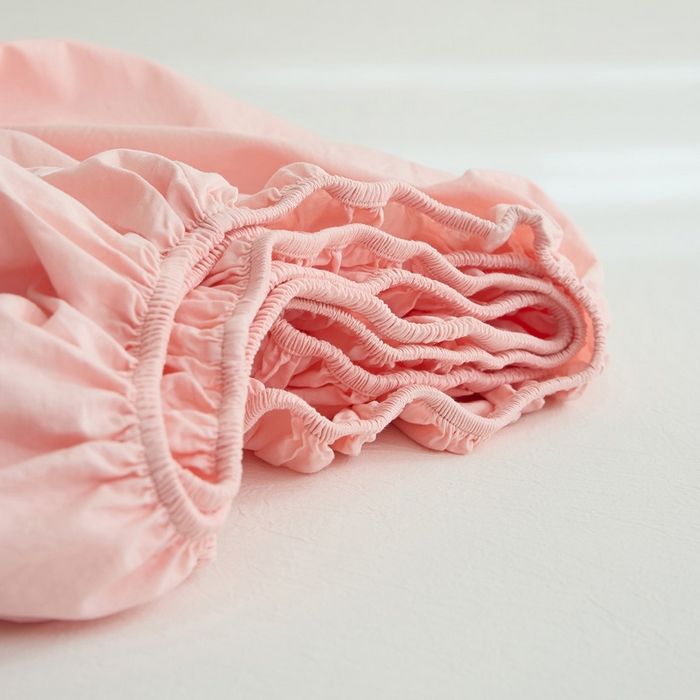 91家纺网 家纺一手货源 找家纺 2025春夏新款40支纯色彩虹糖系列单品床笠 彩虹-桃粉