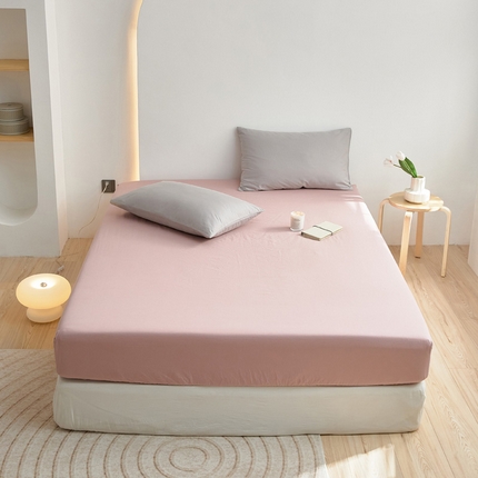 2025春夏新款40支纯色彩虹糖系列单品床笠 彩虹-粉